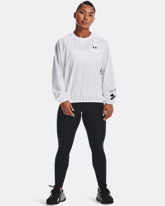 Women's UA Woven Graphic Crew in White image number 2